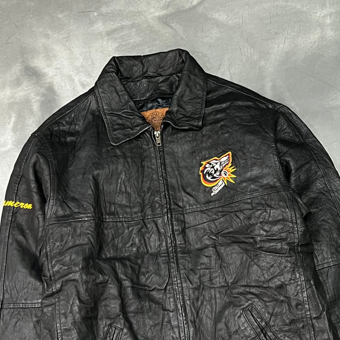  빈티지 패치 자수 레더 자켓 y14991 상품이미지3