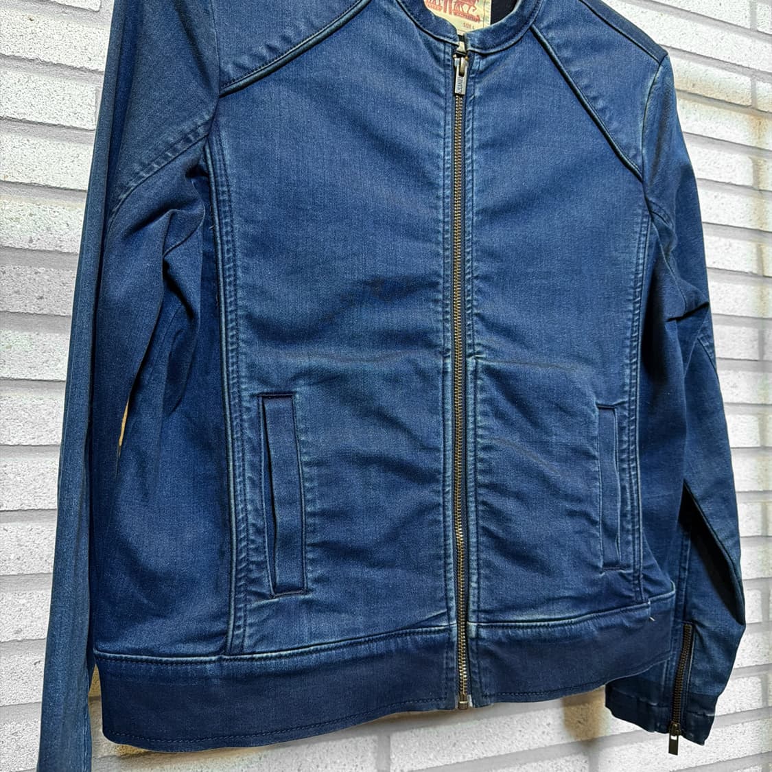 리바이스 데님 바이커 자켓 라인절개 소매지퍼 디테일 인디고블루 상품이미지5