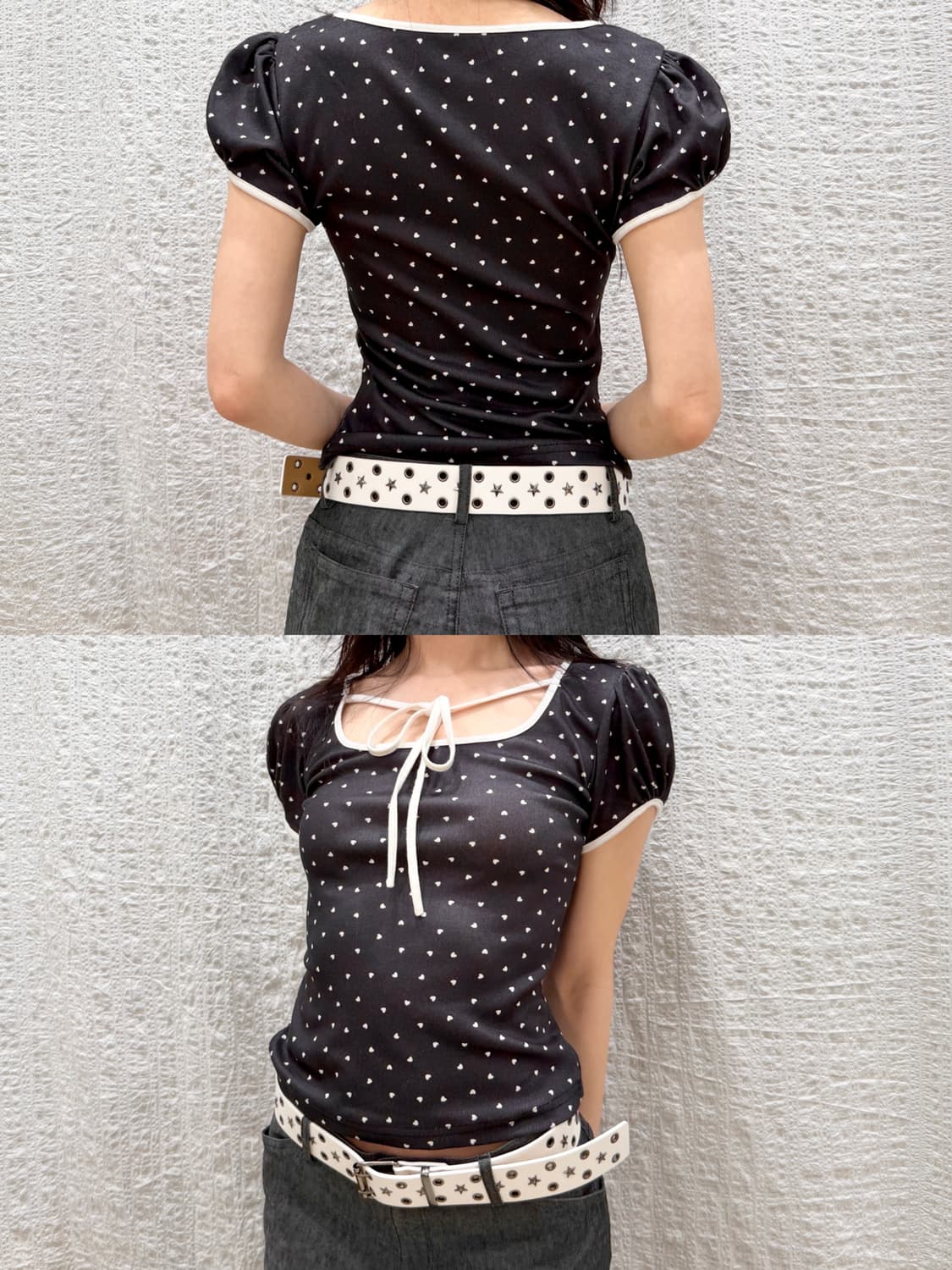 Heart pattern ribbon top 상품이미지7
