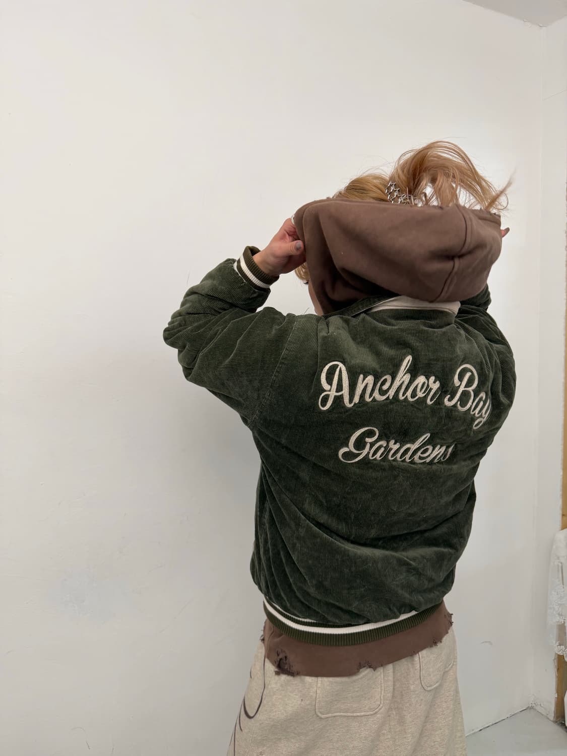 카키 코듀로이 바시티 자켓 상품이미지1