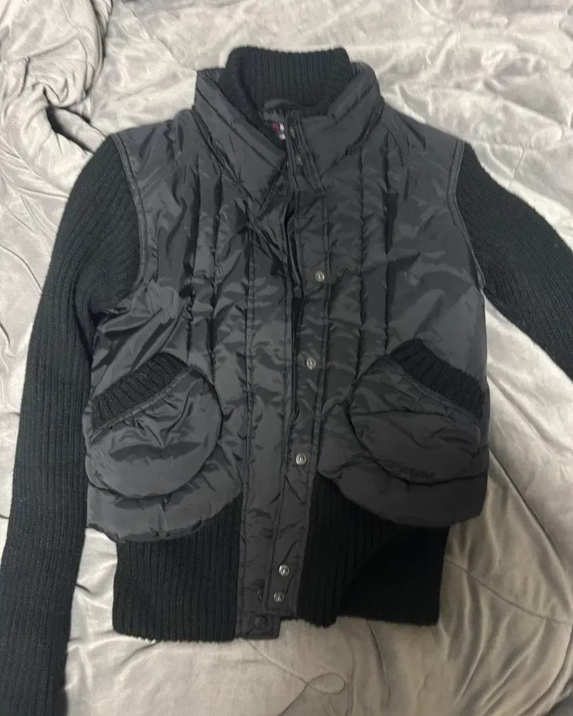 빈티지 레이어드 니트 패딩 점퍼 상품이미지1