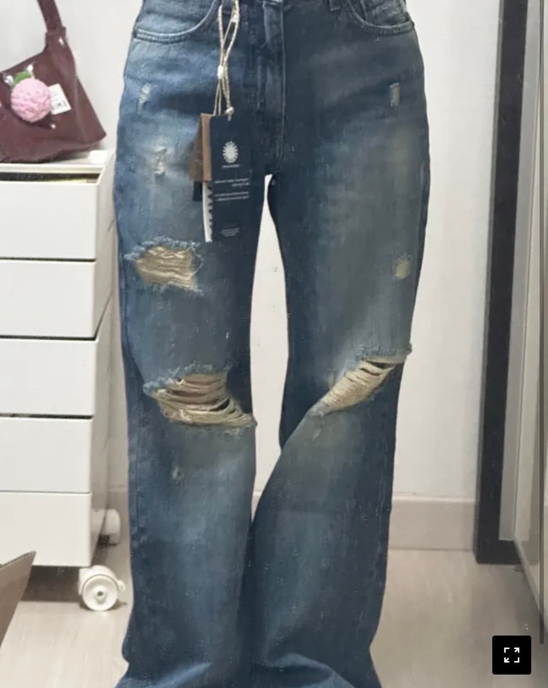 글로니 96 데미지 와이드 데님 팬츠 S 상품이미지6