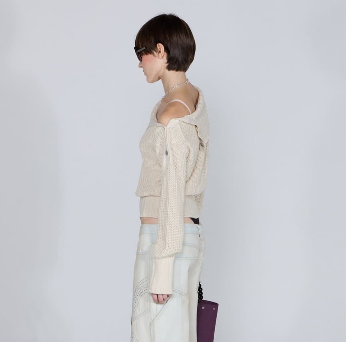 스컬프터 Funnel Neck Sweater Dirty White 상품이미지2