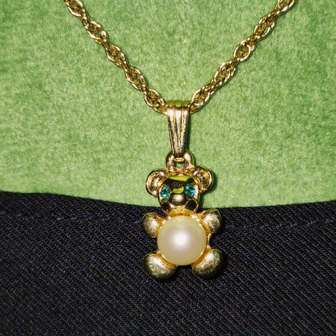 80s 프랑스 꾸레쥬 골드 테디베어 진주 목걸이 상품이미지7