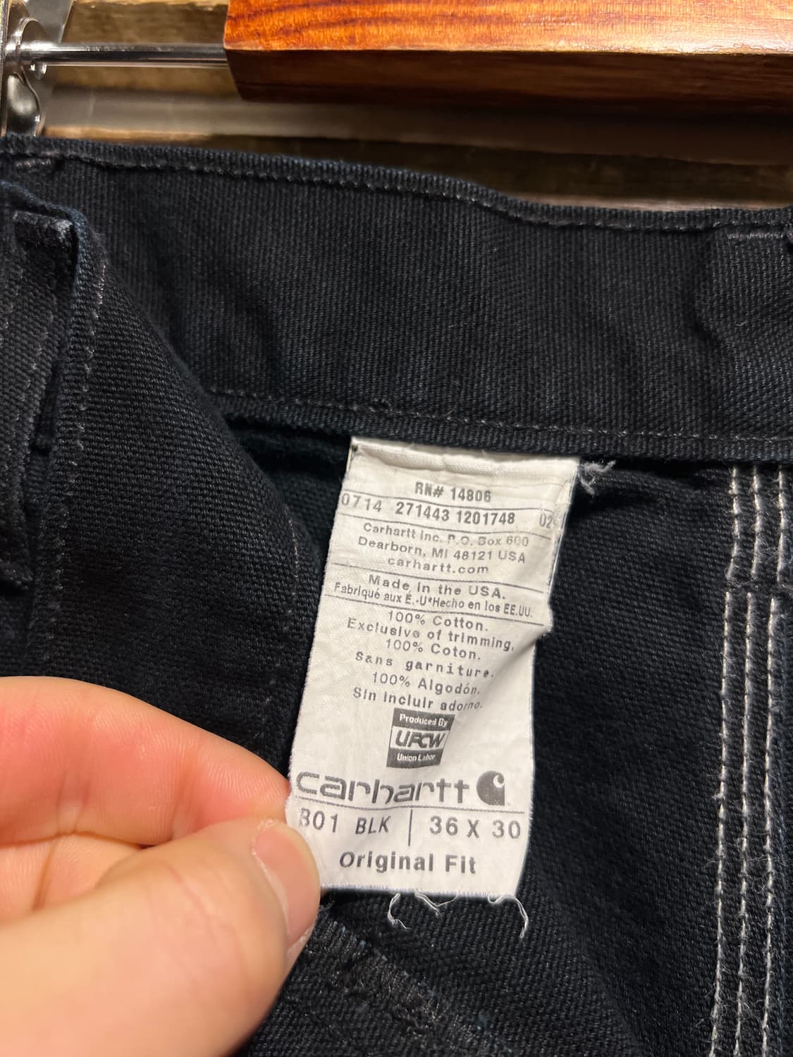 [36]칼하트 Made in USA 빈티지 데미지드 블랙 더블니 워크팬츠 상품이미지7