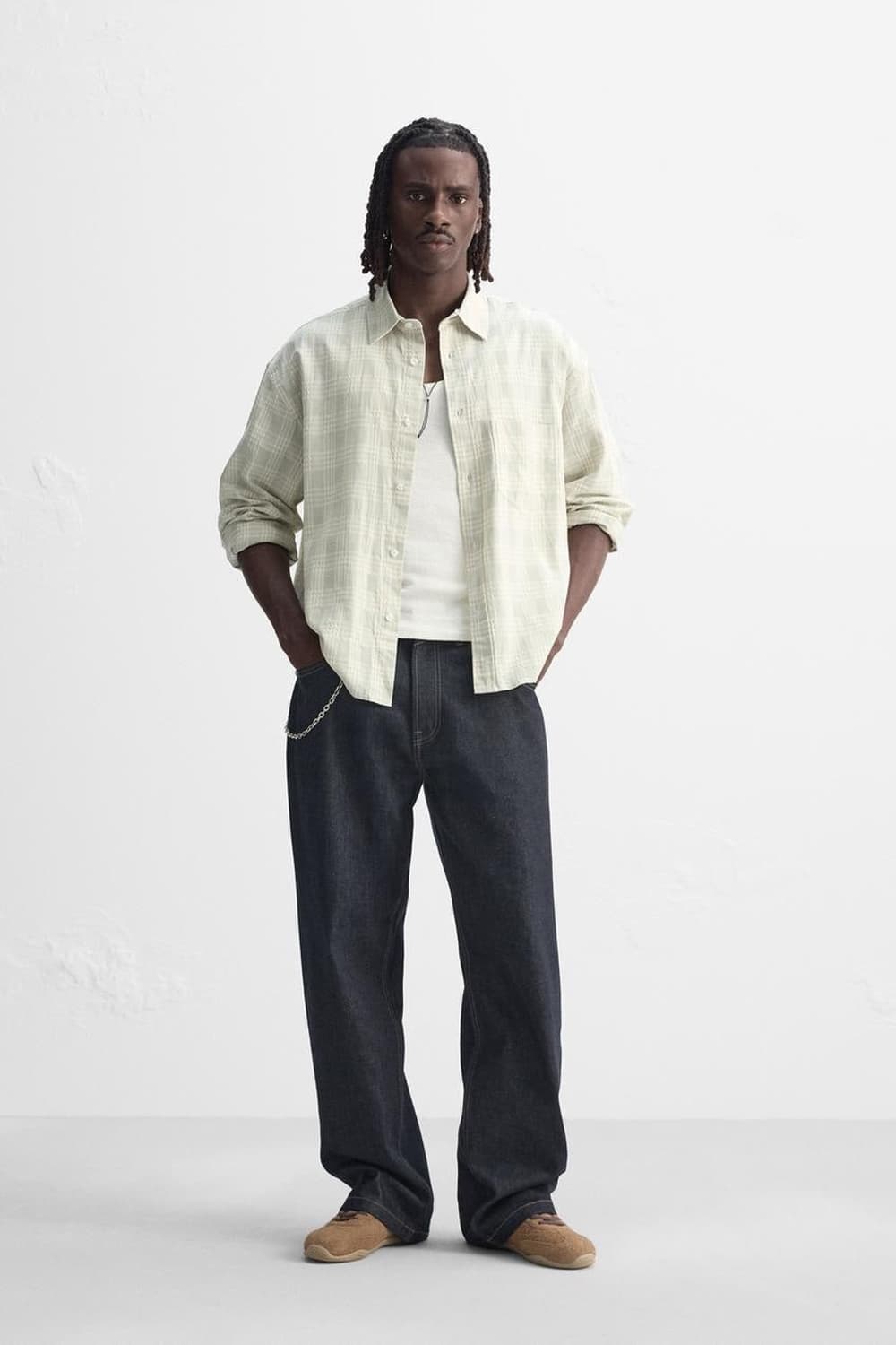 자라/ 자카드 체크 셔츠/ L 상품이미지4