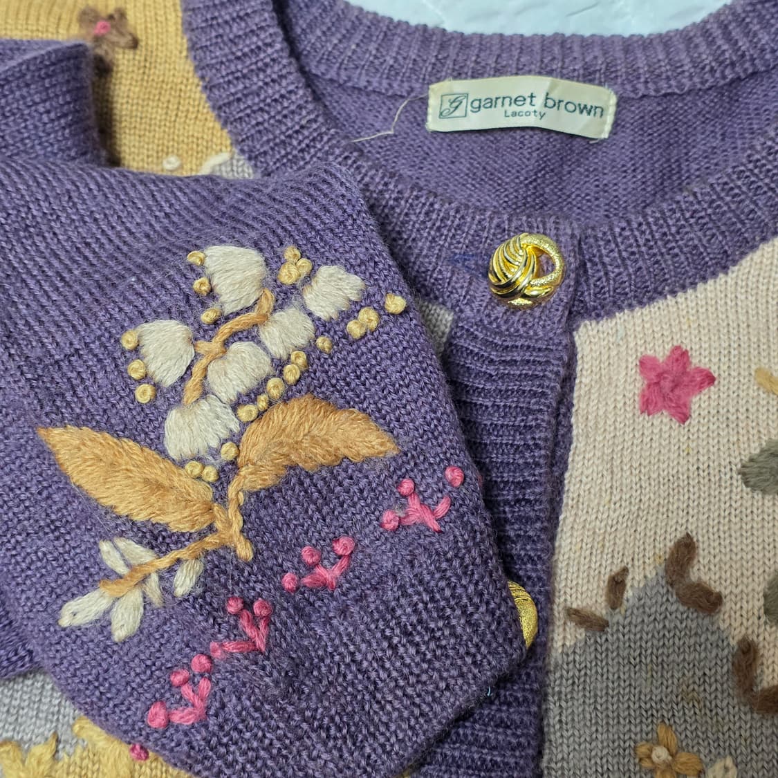 일본빈티지)퍼모리걸st 패치워크 보헤미안 플라워 레트로 니트 가디건 상품이미지2