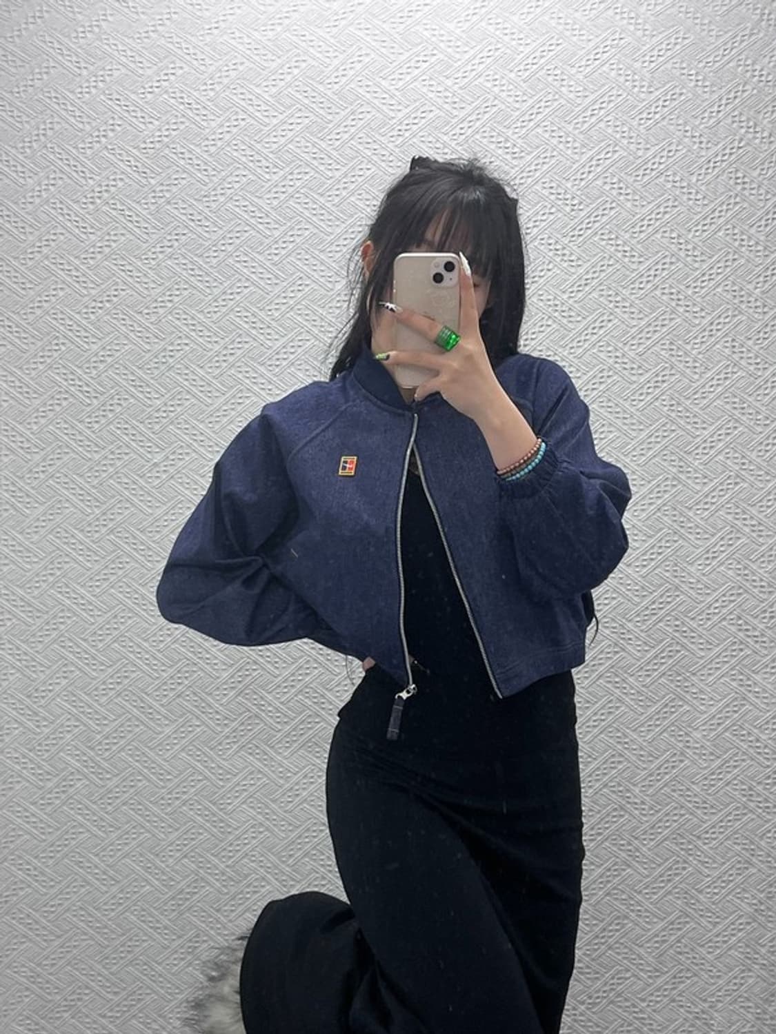 나이키 올드스쿨 키치 유니크 데님 크롭 져지 집업 L C08642 상품이미지1