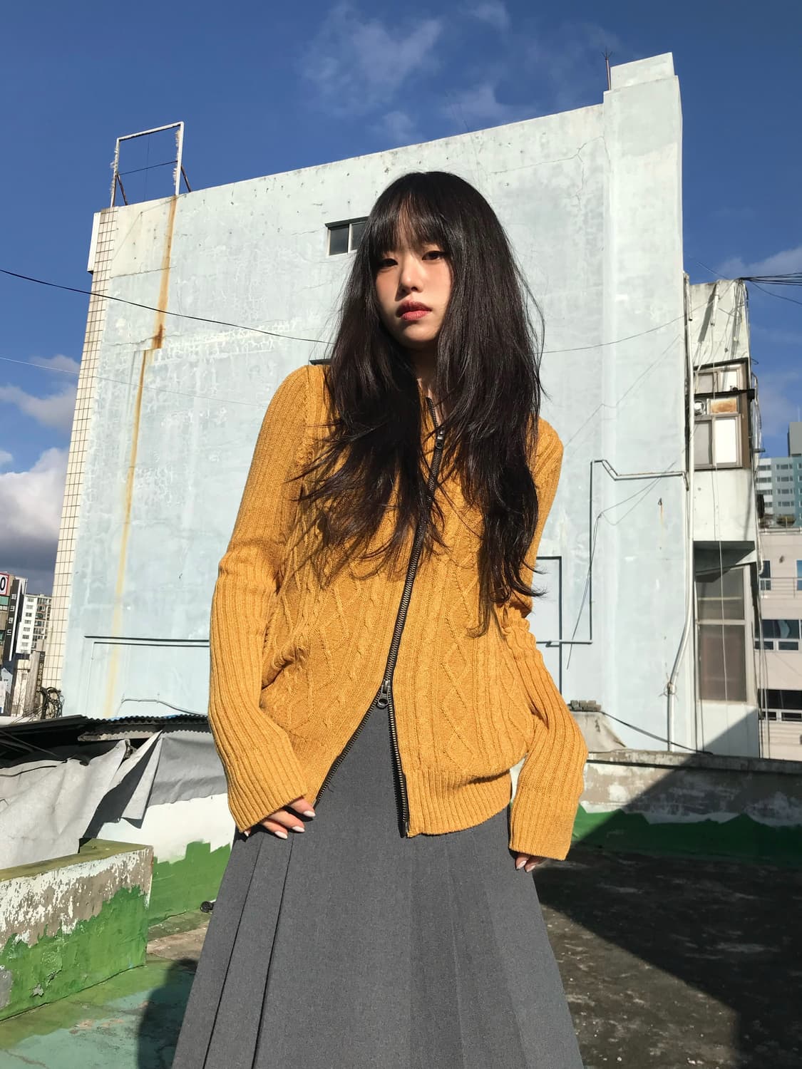 Michel Klein 머스타드 집업니트 상품이미지5