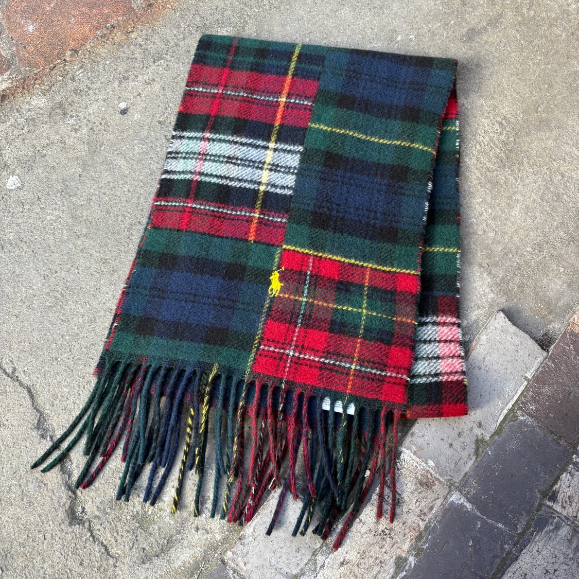 Polo 폴로 패치워크 체크 울 머플러 목도리 상품이미지2