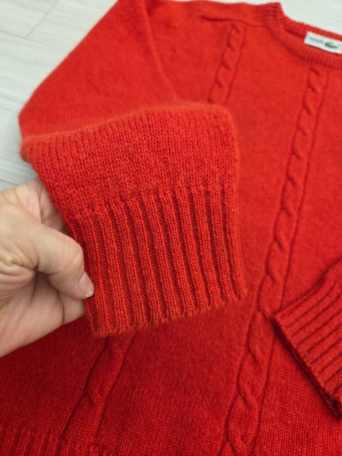 CHEMISE LACOSTE  라코스테 케이블 울 니트 풀오버 레드 상품이미지4