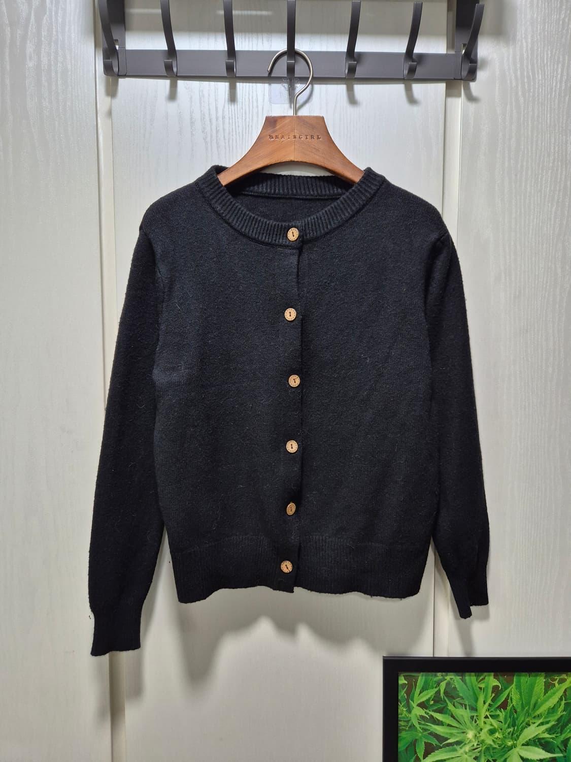 빈티지 우드단추 블랙 가디건 상품이미지1