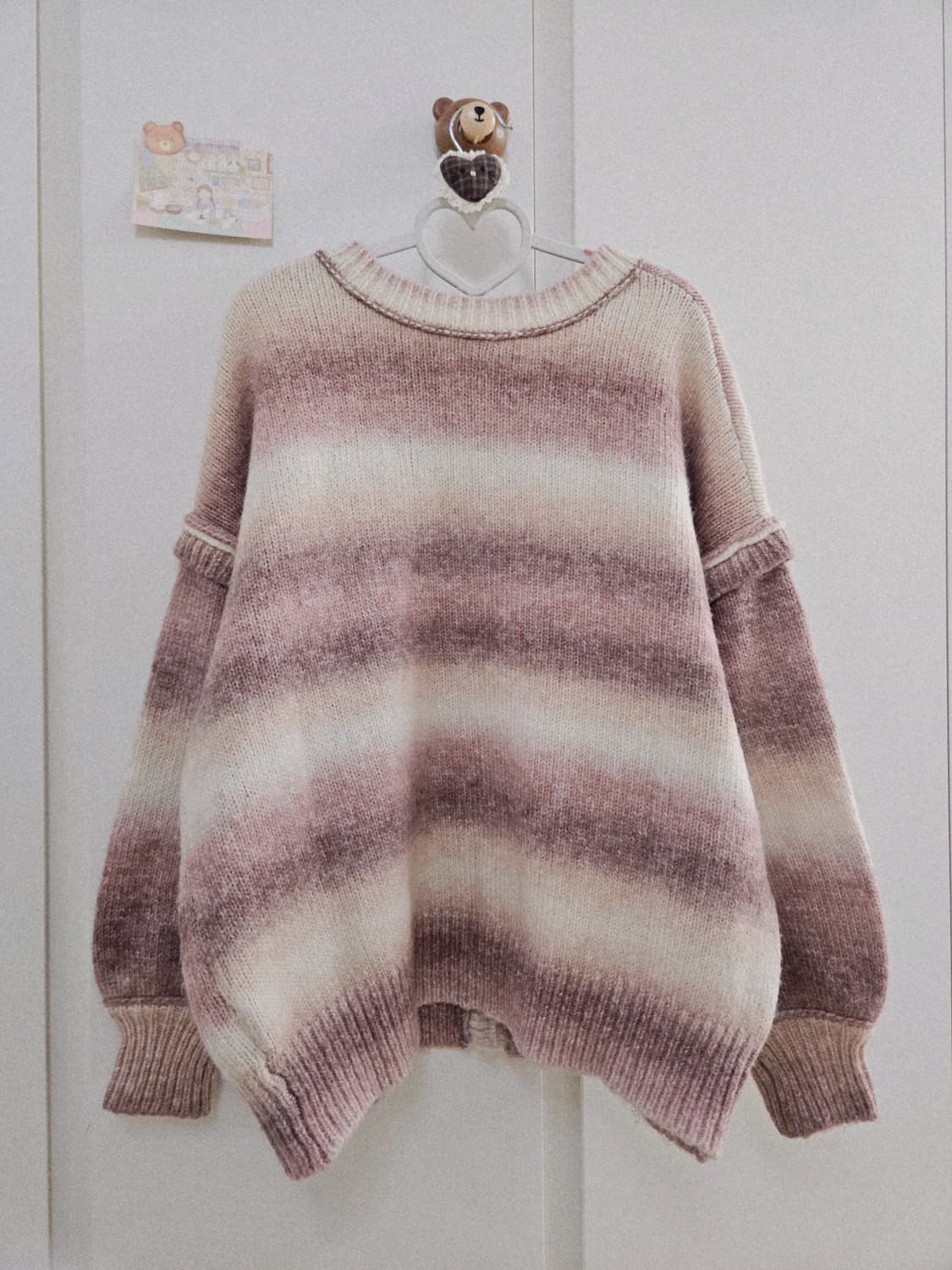 빈티지 모리걸 핑크 그라데이션 니트 가디건 상품이미지7