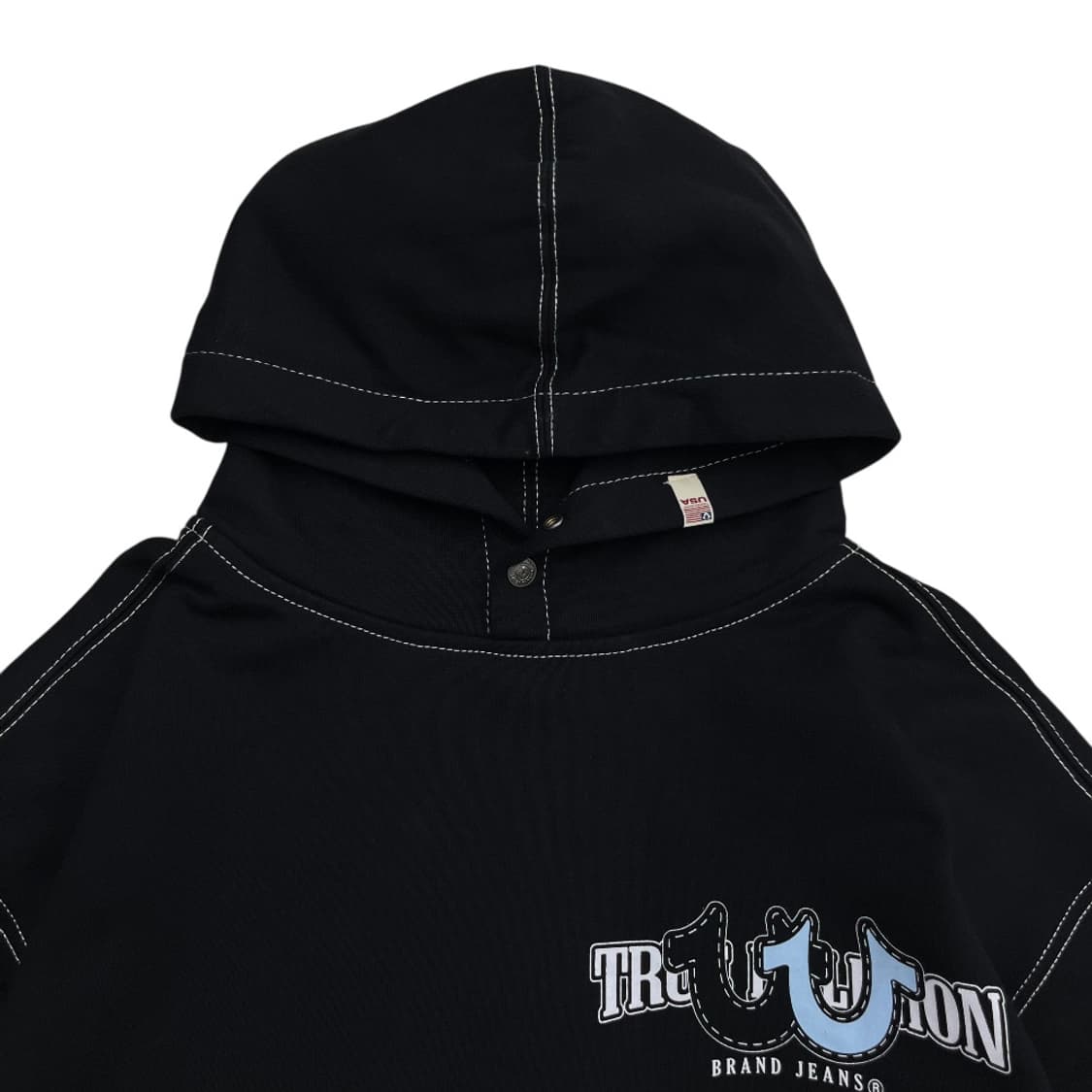 트루릴리젼 화이트 스티치 로고 블랙 후드 상품이미지4
