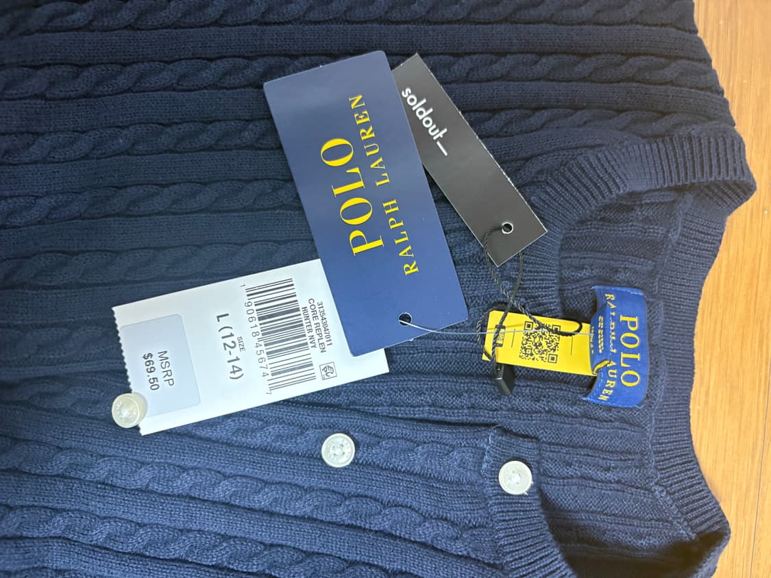 폴로 랄프 로렌 미니 케이블 코튼 가디건 상품이미지3