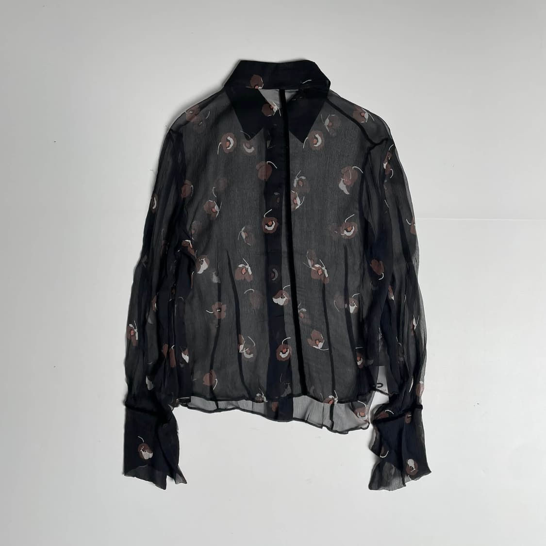 Krizia poi 실크 100 플라워 패턴 셔츠 (italy)   상품이미지6
