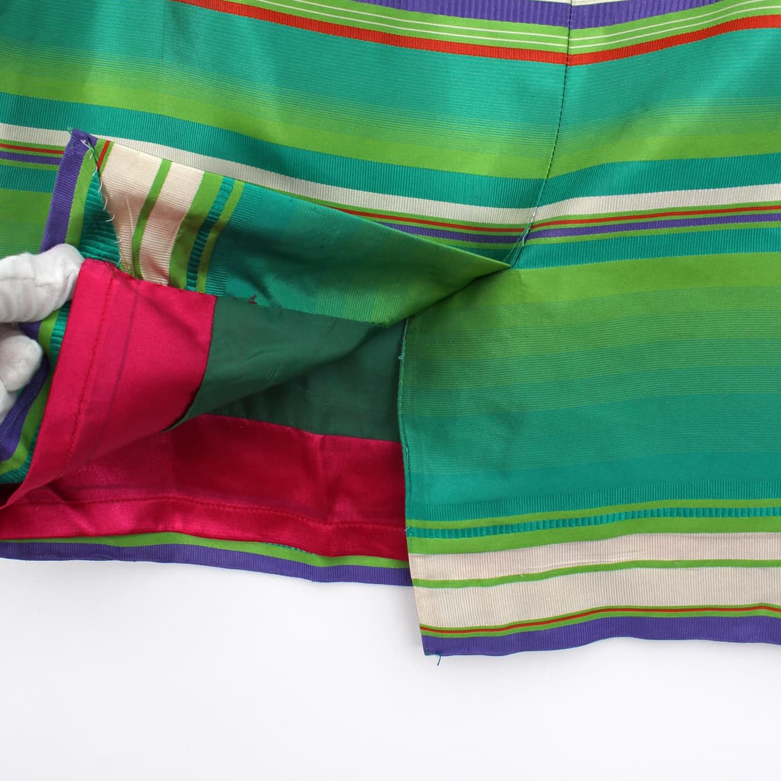 크리스찬 디올 Dior 빈티지 그린 스트라이프 실크 스커트 상품이미지10