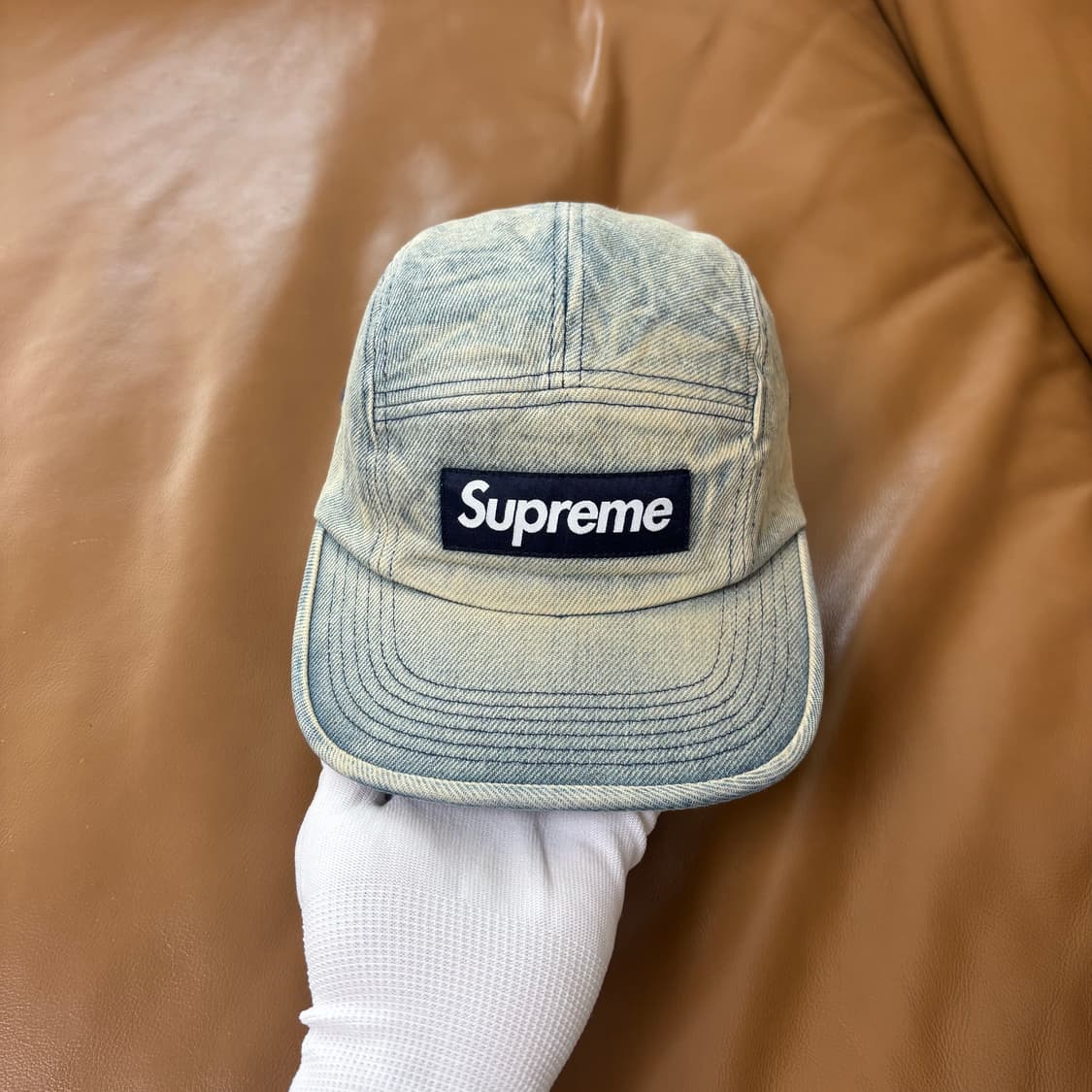 슈프림 캠프캡 모자 박스로고 24ss 워시드 트윌 더티 데님 상품이미지2