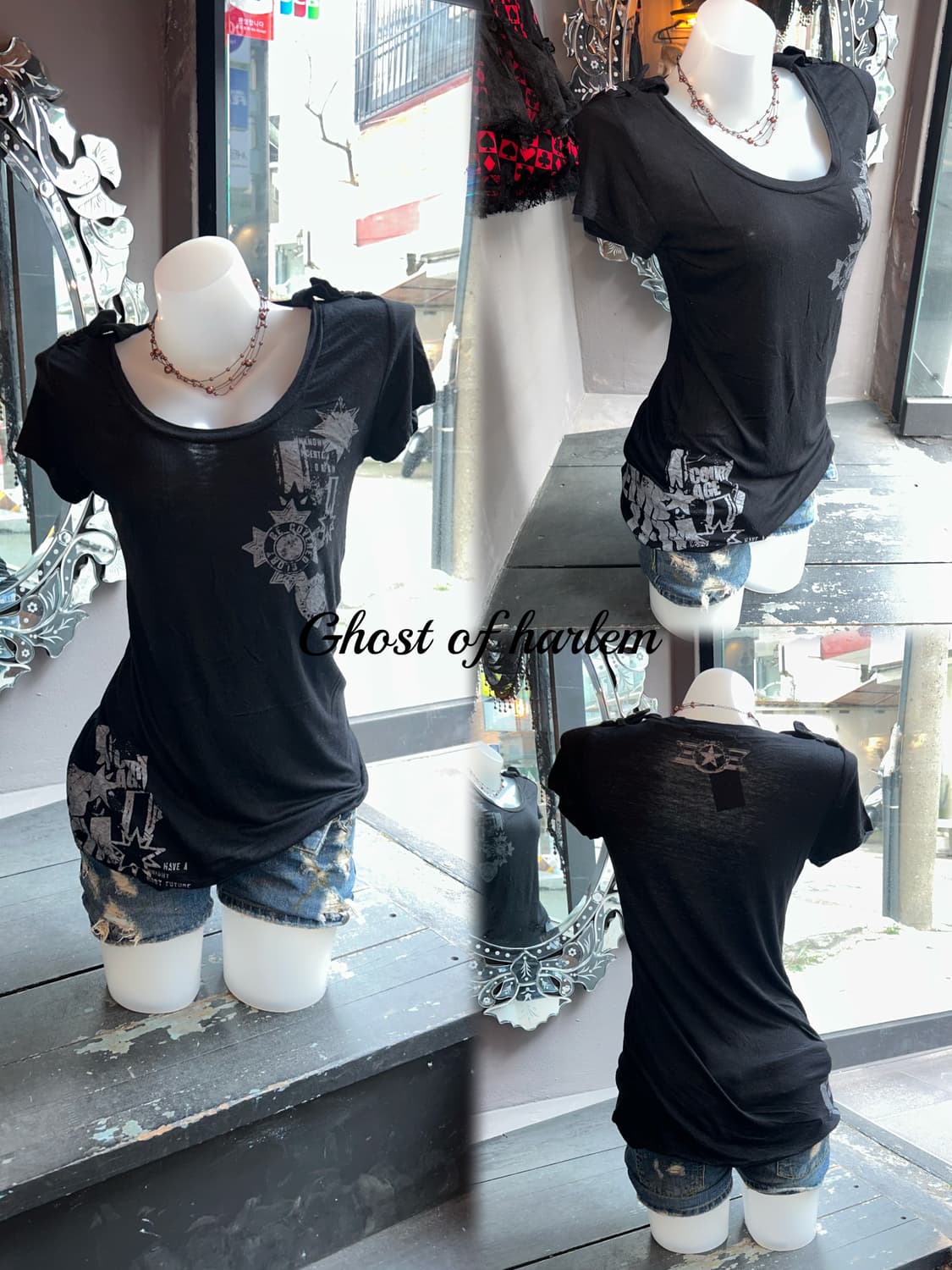 GHOST of HARLEM 고스트오브할렘 프린팅 반팔티 y2k펑크갸루 상품이미지2
