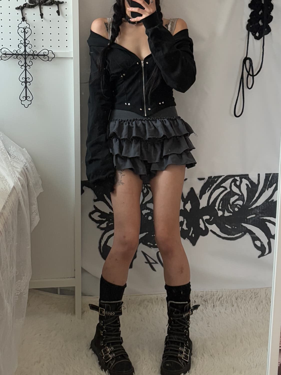• Mlk Black Short Corset Hooded Zip-Up ( 상품이미지5