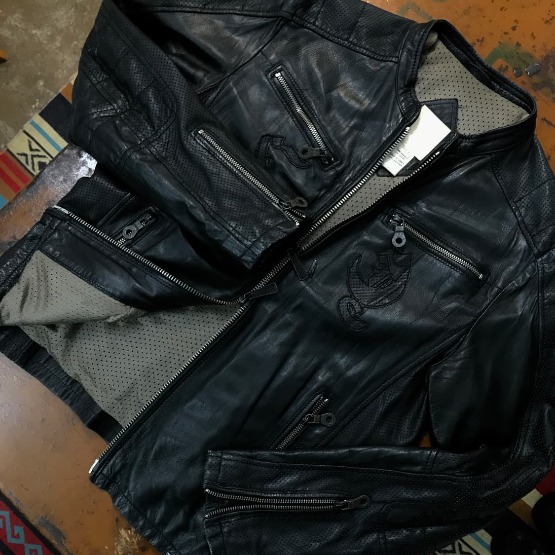 디젤 블랙 투웨이 집업 양가죽 레더 라이더 자켓 남성 102 105 상품이미지5