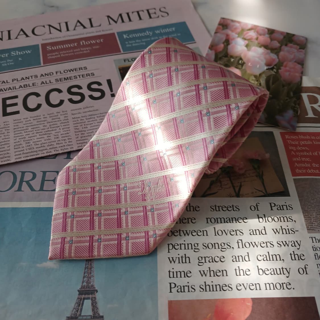 닥스 실크 핑크 체크 패턴 넥타이 9.5cm A+등급 A18989
 상품이미지2