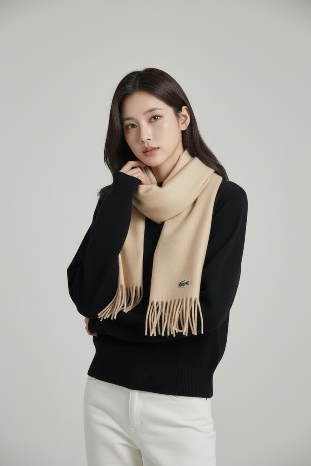 라코스테 아이보리 머플러 목도리 상품이미지1