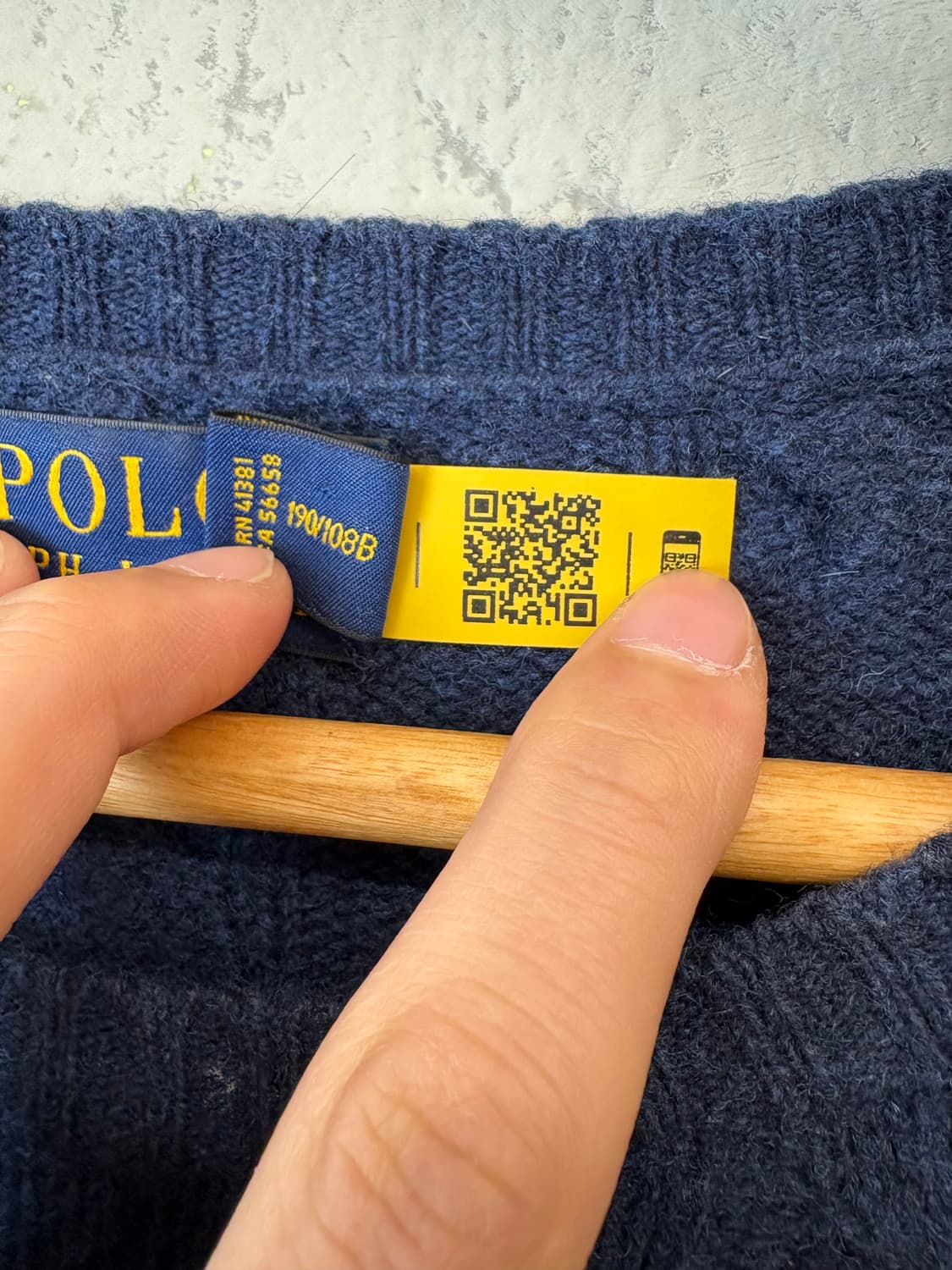 폴로랄프로렌 큐알라벨 케이블 울 니트 네이비 상품이미지6