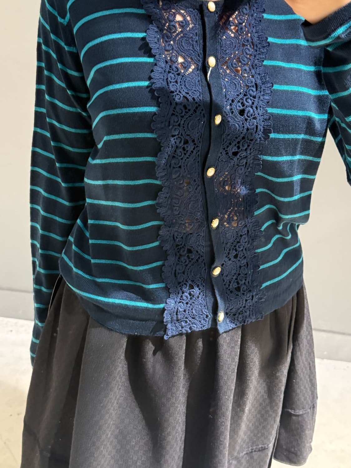 crochet layered stripe pattern cardigan 상품이미지4