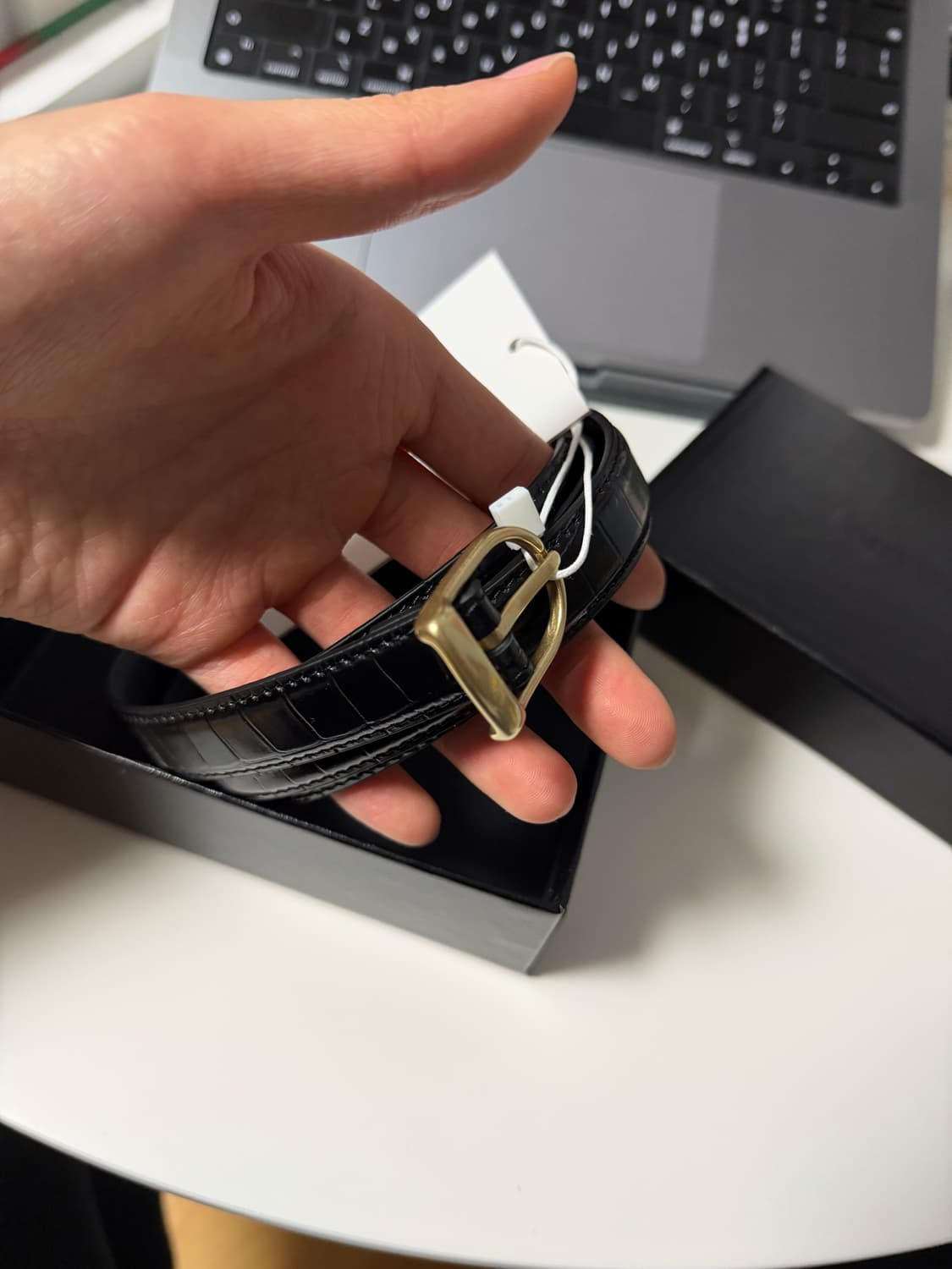 토니웩 26ss 크로커다일 엠보스드 레더 브라스 벨트+ 쿠폰 상품이미지2