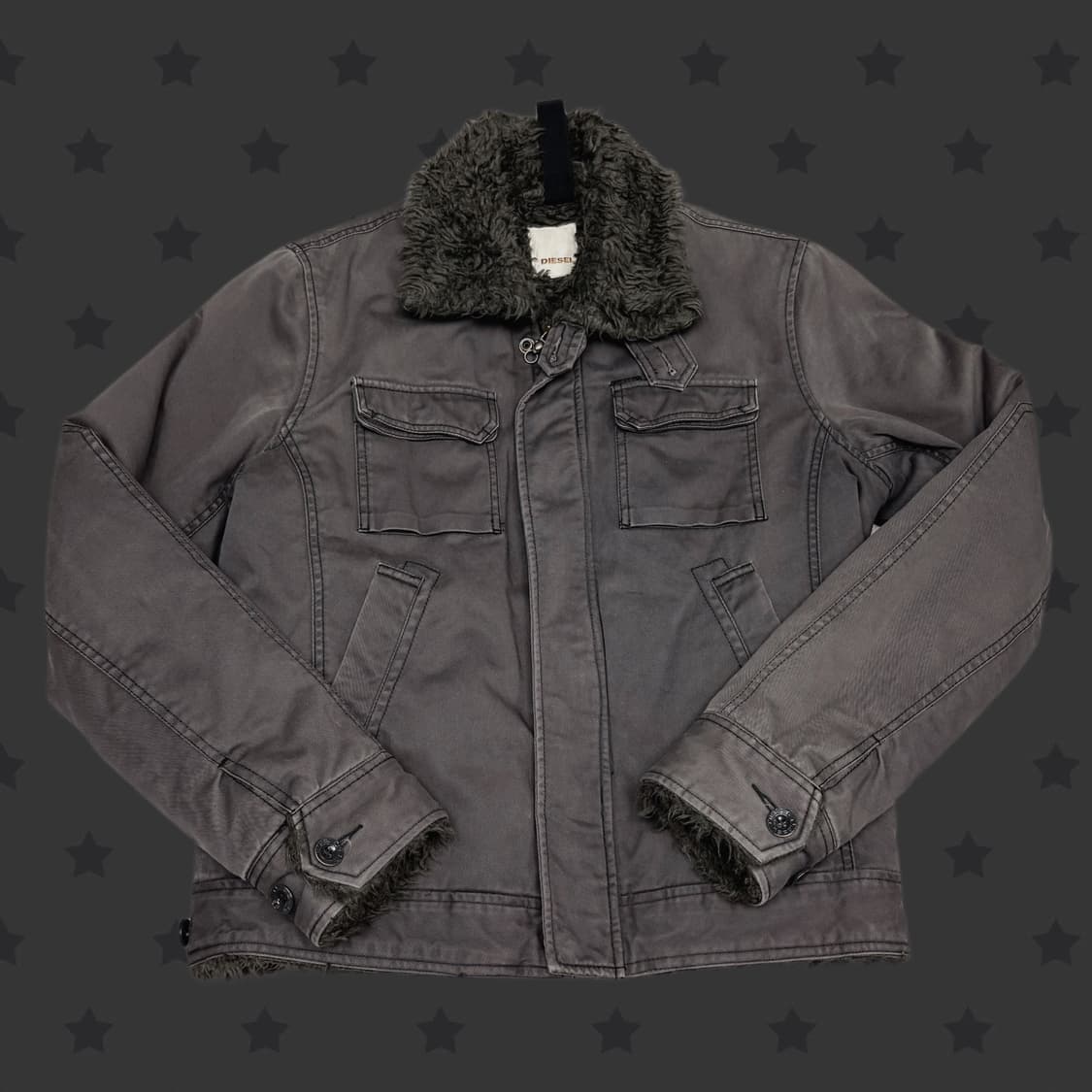 디젤 아카이브 한정 퍼 포인트 카라 재규어 지퍼 포인트 패딩 자켓 상품이미지1