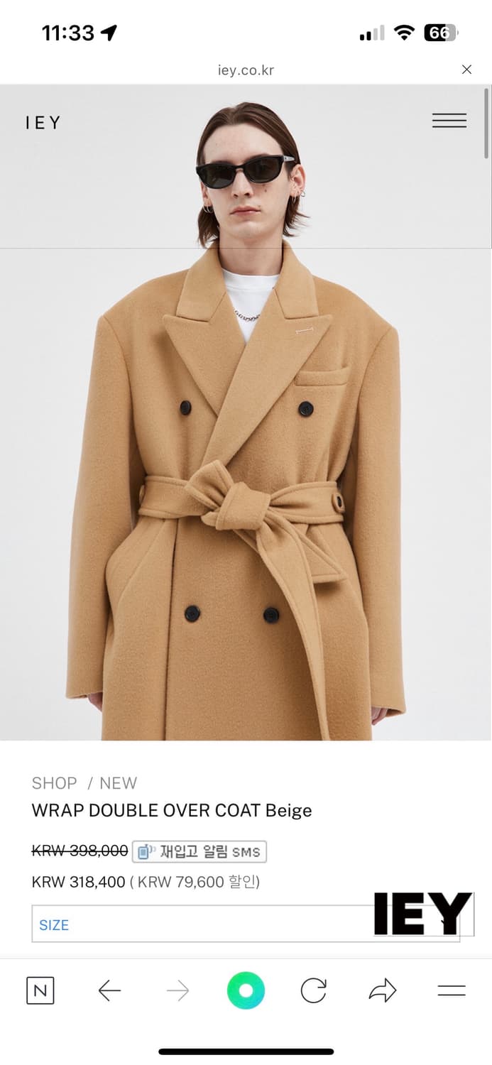 이에이 wrap 더블 오버코트 카멜 m 상품이미지6