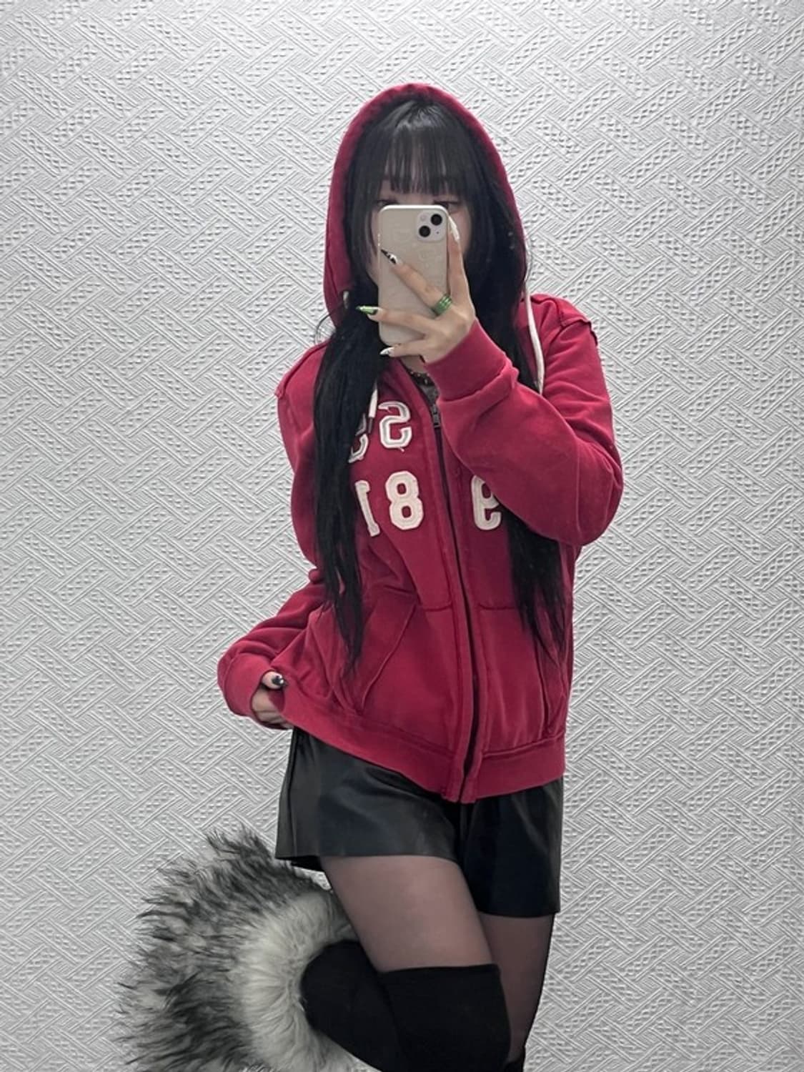 게스 Y2K 00's 코랄레드 빅스펠로고 후드집업 L C08855 상품이미지1