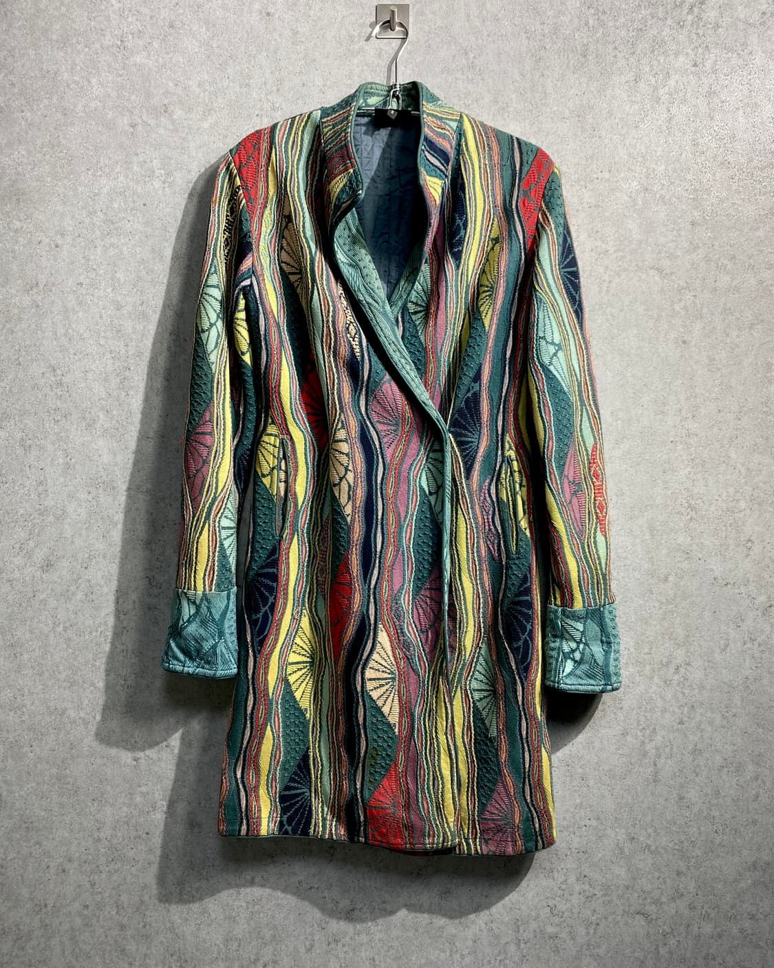 [M] 90s COOGI 쿠지 우먼스 케이블 니트 롱 가디건 상품이미지1