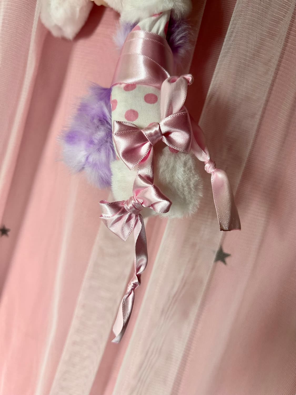 ･:*+. 핸드메이드 플라워 리본 빅사이즈 퍼 토끼 인형 키링 상품이미지4