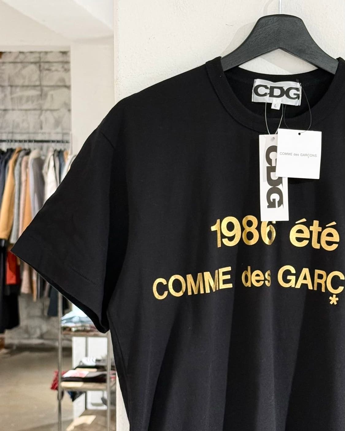꼼데가르송 블랙 1986 ete 골드 로고 하프티 상품이미지2