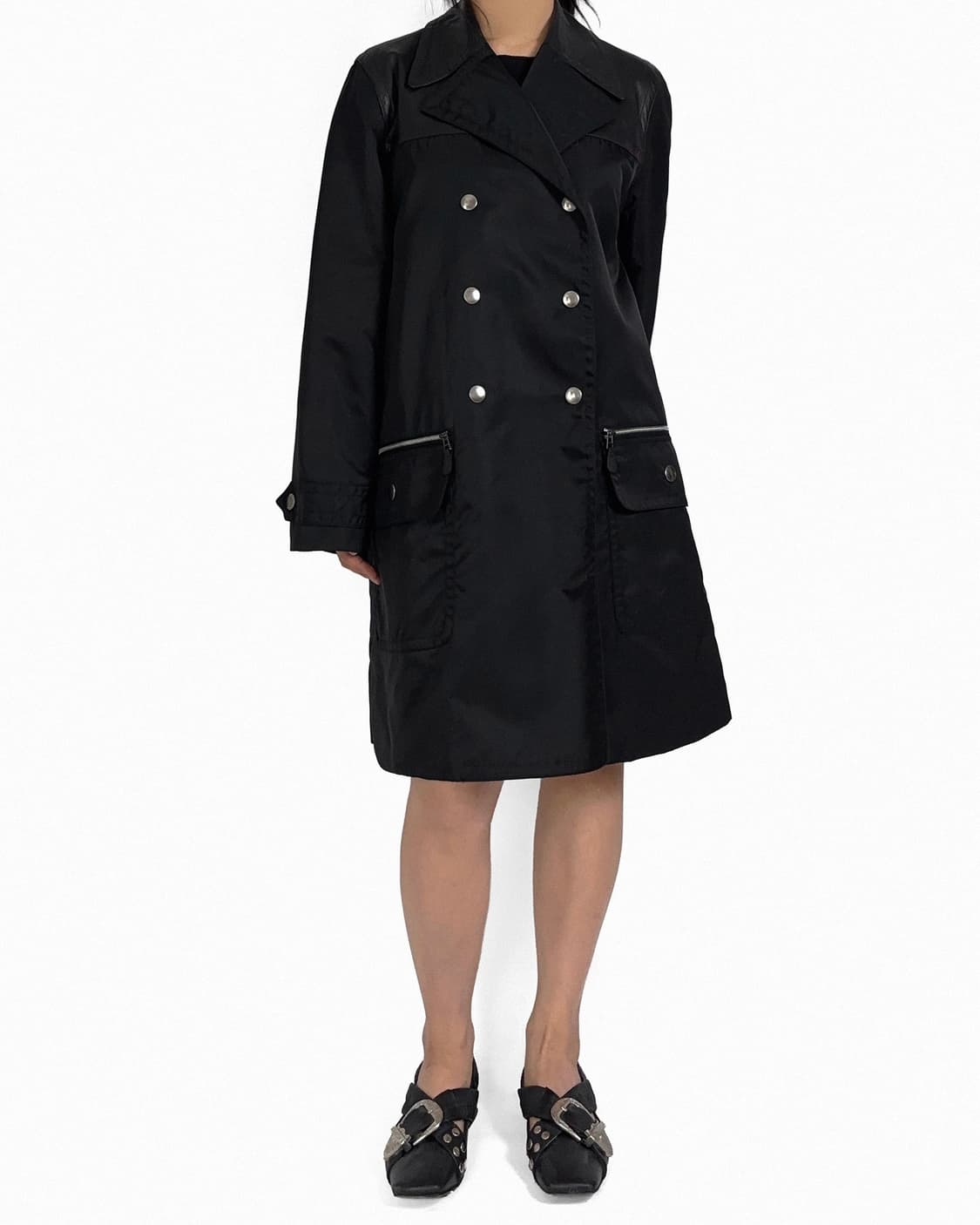 ICB calf leather detail trench coat 상품이미지7