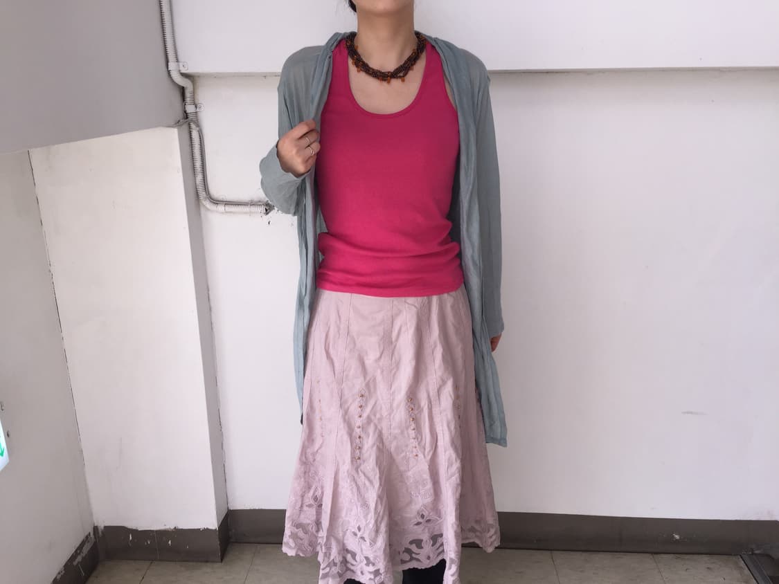 JPN Vintage 갸루 펑크 핫핑크 슬리브리스 상품이미지1