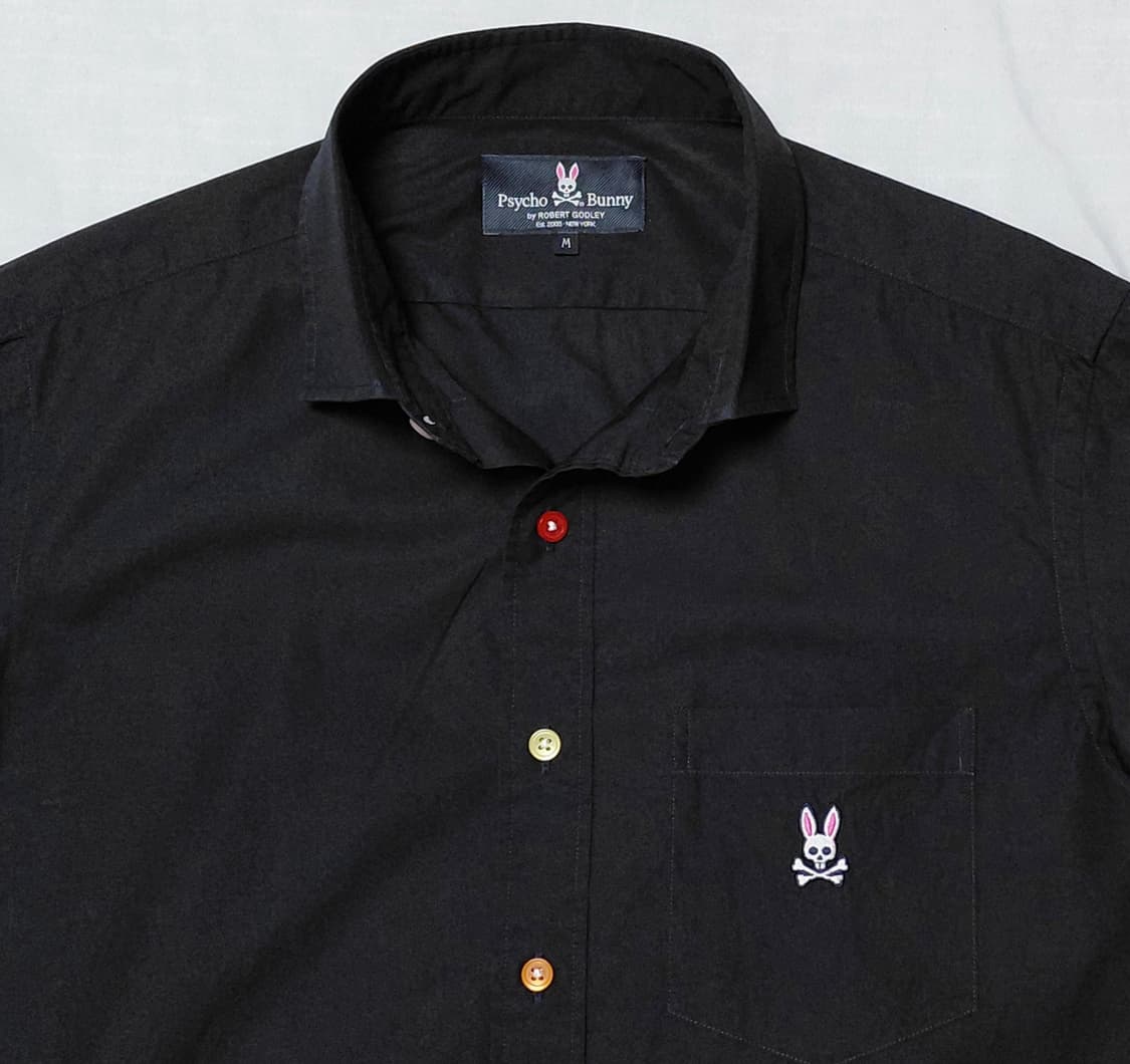 [M] Psycho Bunny 사이코 버니 로고 포인트 블랙 반팔 셔츠 상품이미지2