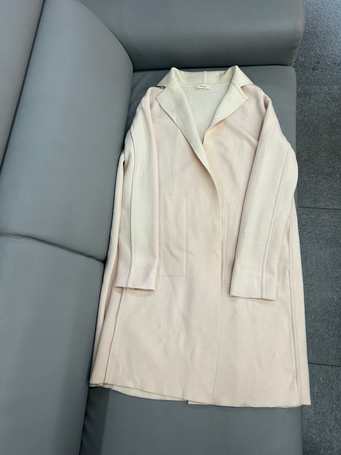 시스템 한섬 라이트 핑크 울 논버튼 롱가디건(호칭90/Free) 상품이미지2