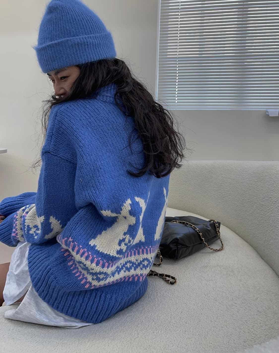 (새상품)메이메이 래빗 지퍼 니트 가디건 상품이미지3