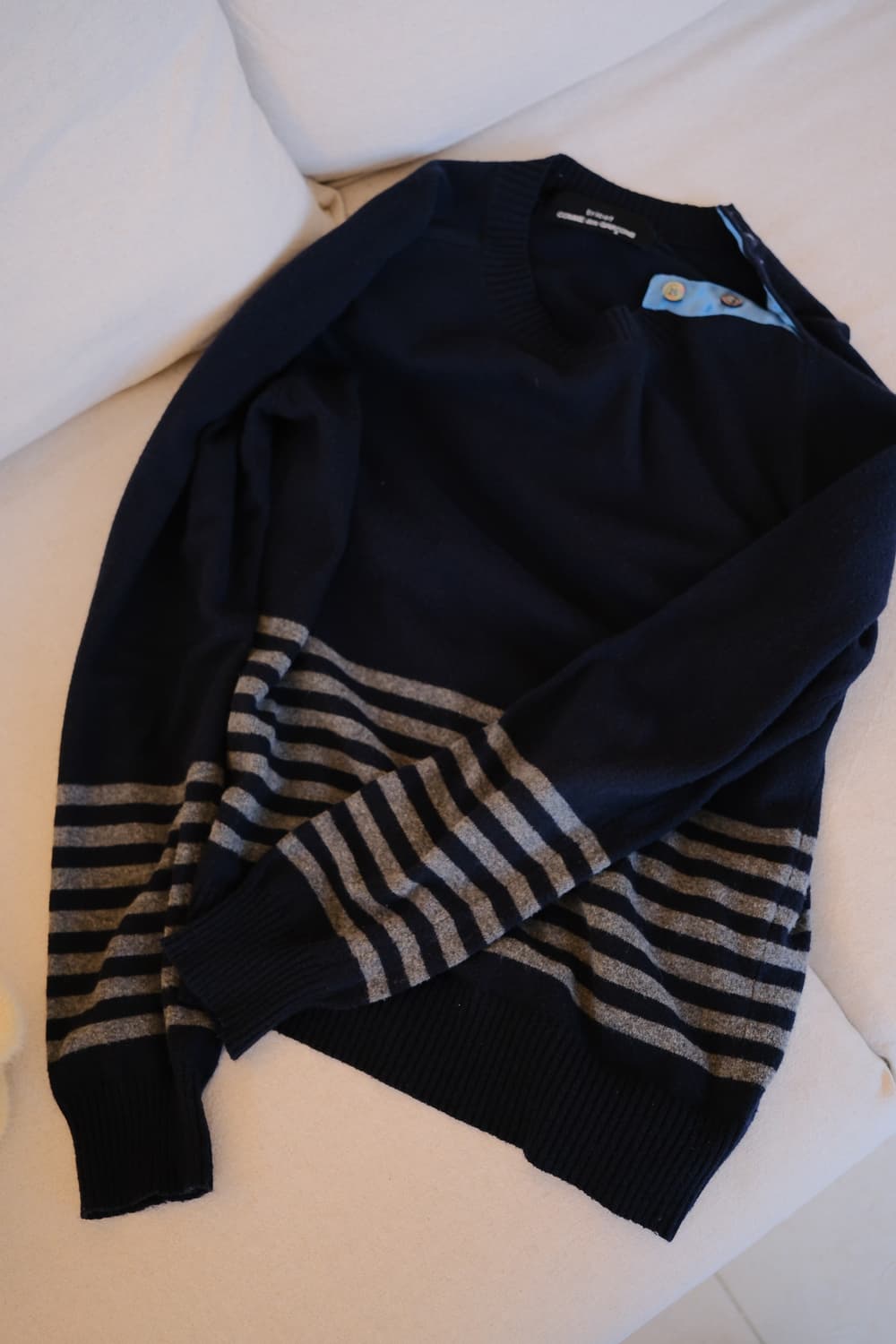 Side button stripe knit top 상품이미지1