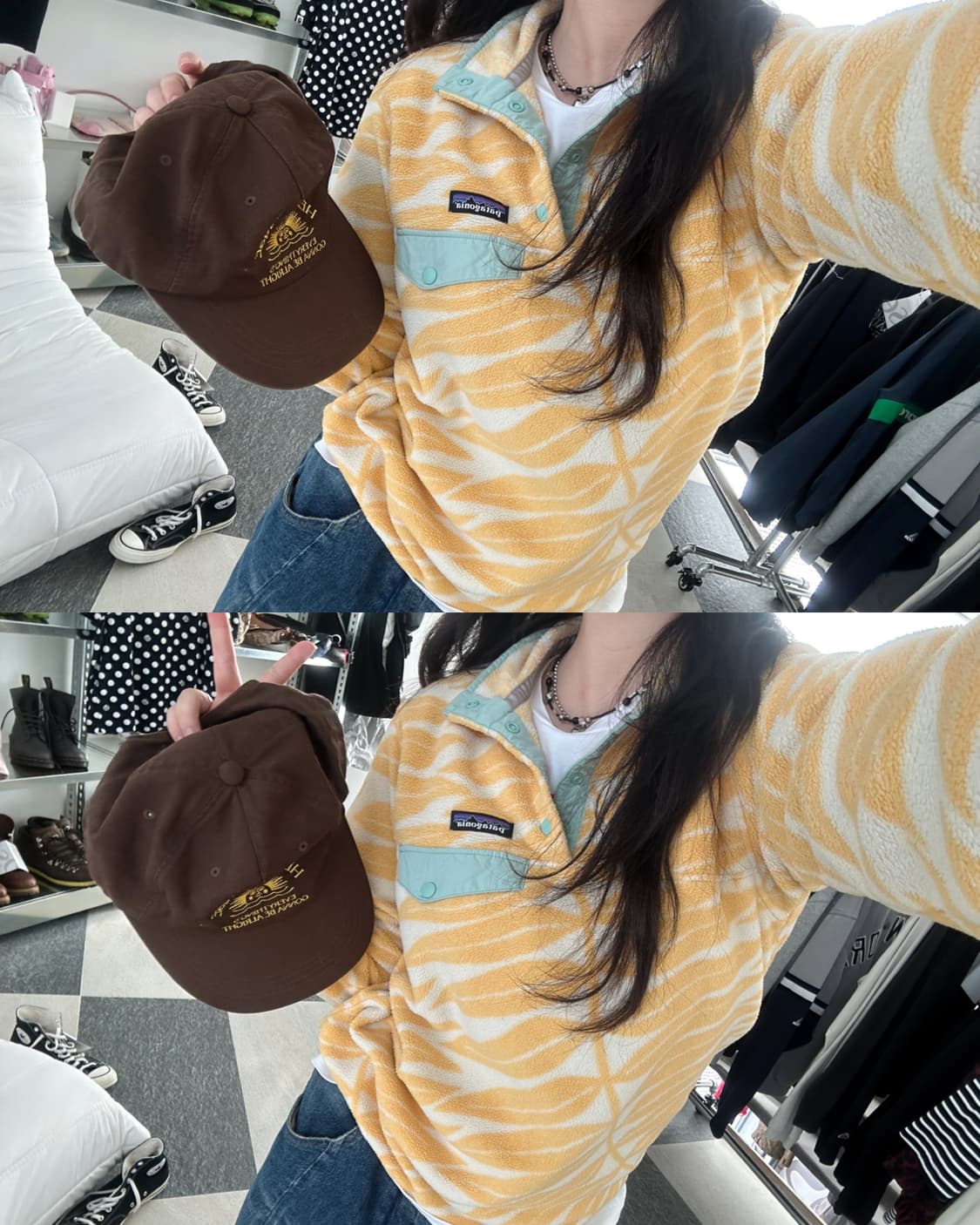 파타고니아 신칠라 옐로우 패턴 스냅 플리스  상품이미지3