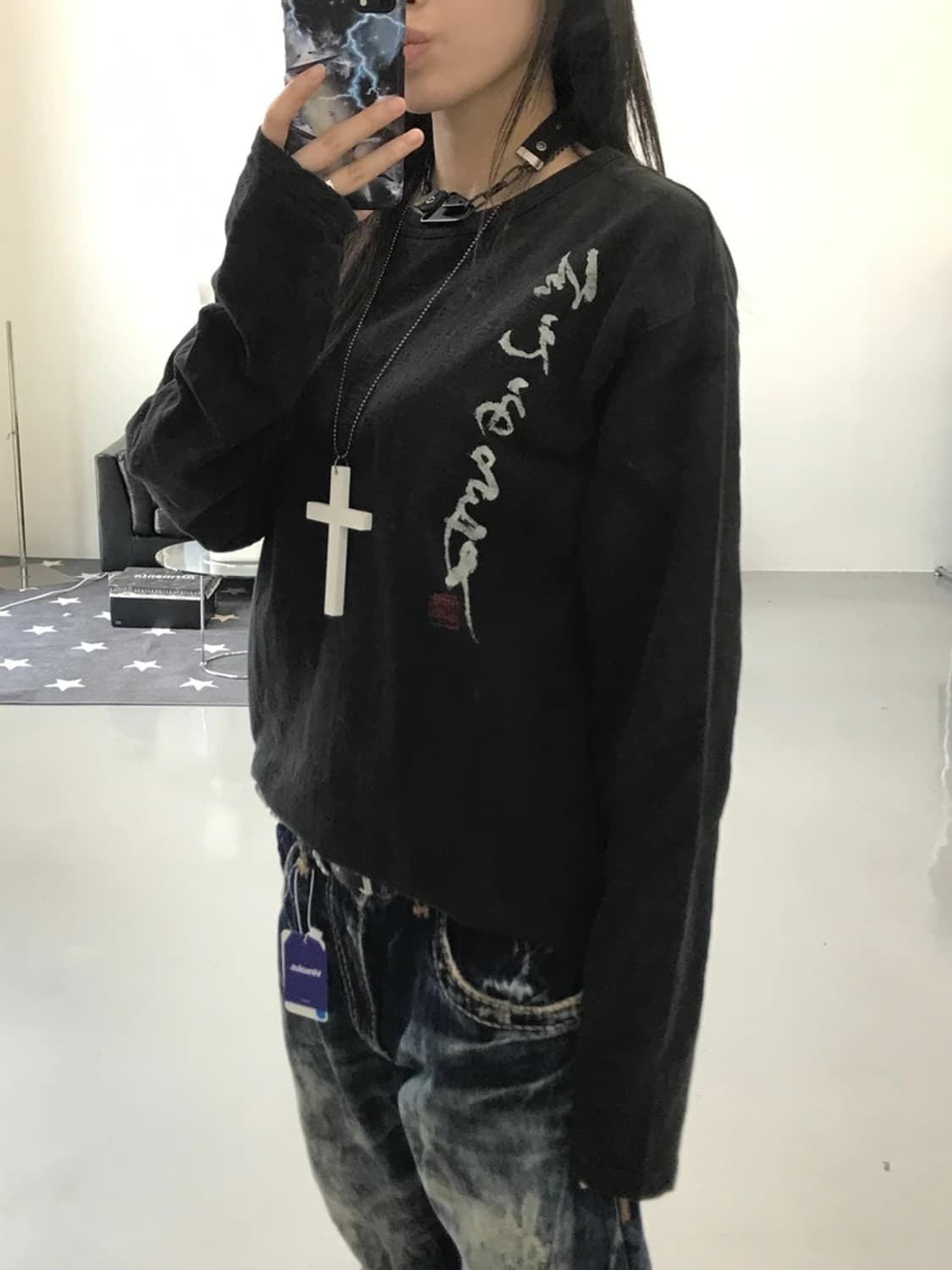 오리엔탈 프린팅 블랙 롱슬리브 상품이미지3