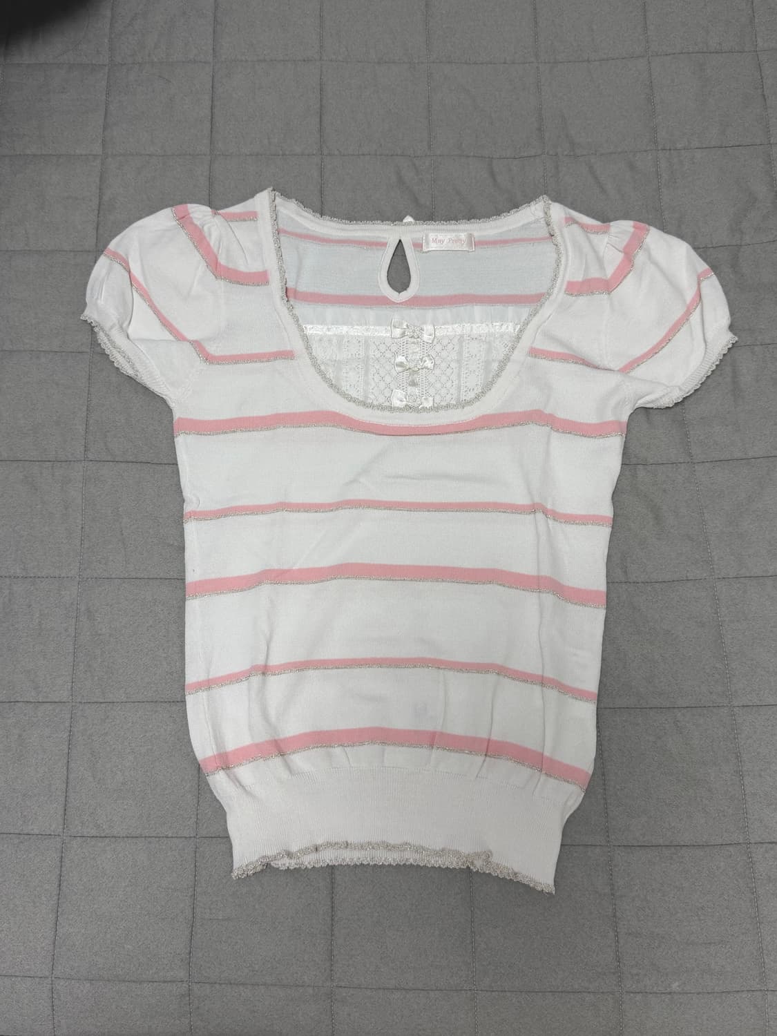 일본빈티지 프릴 레이스 리본 로걀탑 히메갸루 리즈리사 상품이미지1