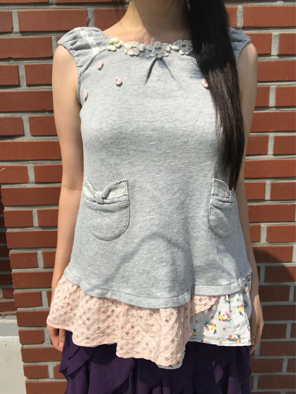 vintage pocket ribbon sleeveless  상품이미지2