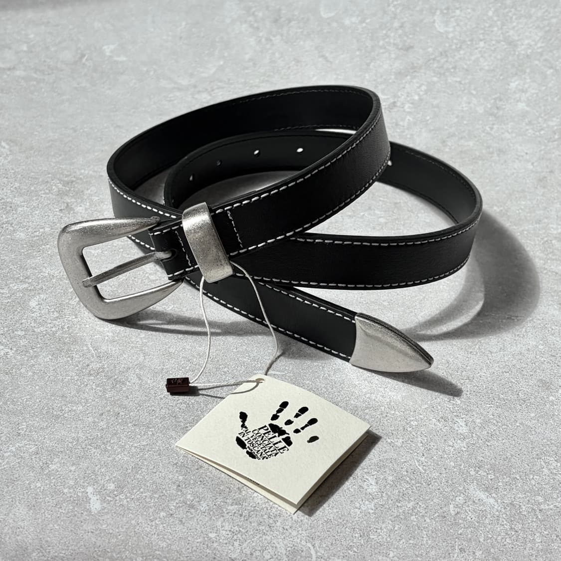 Oribell 이탈리아 베라펠레 인증 가죽 스티치 클래식 웨스턴 벨트 상품이미지10