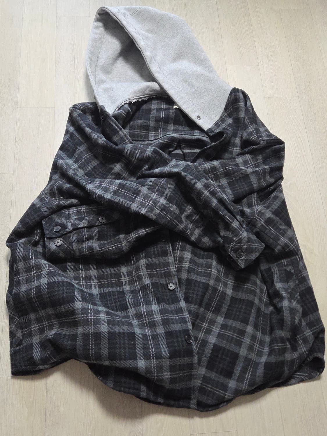 앵글런 후드 체크셔츠 상품이미지2