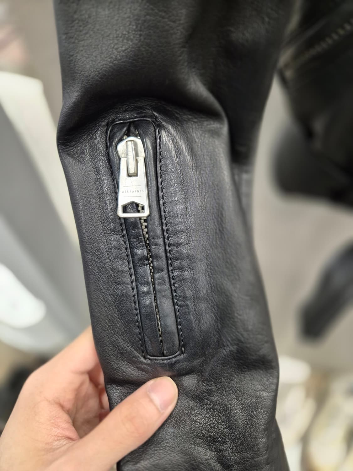 ALLSAINTS 블랙 램스킨 라이더 자켓 UK S 상품이미지5