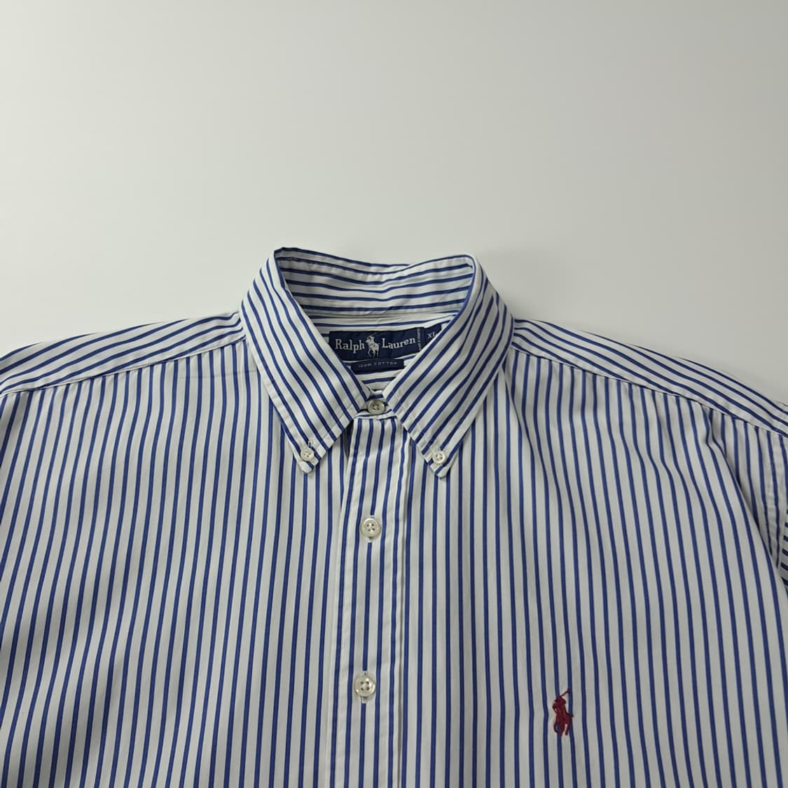 CJ263 XL 폴로 싱가포르판 90s 블루 마린스트라이프 반팔 셔츠  상품이미지2